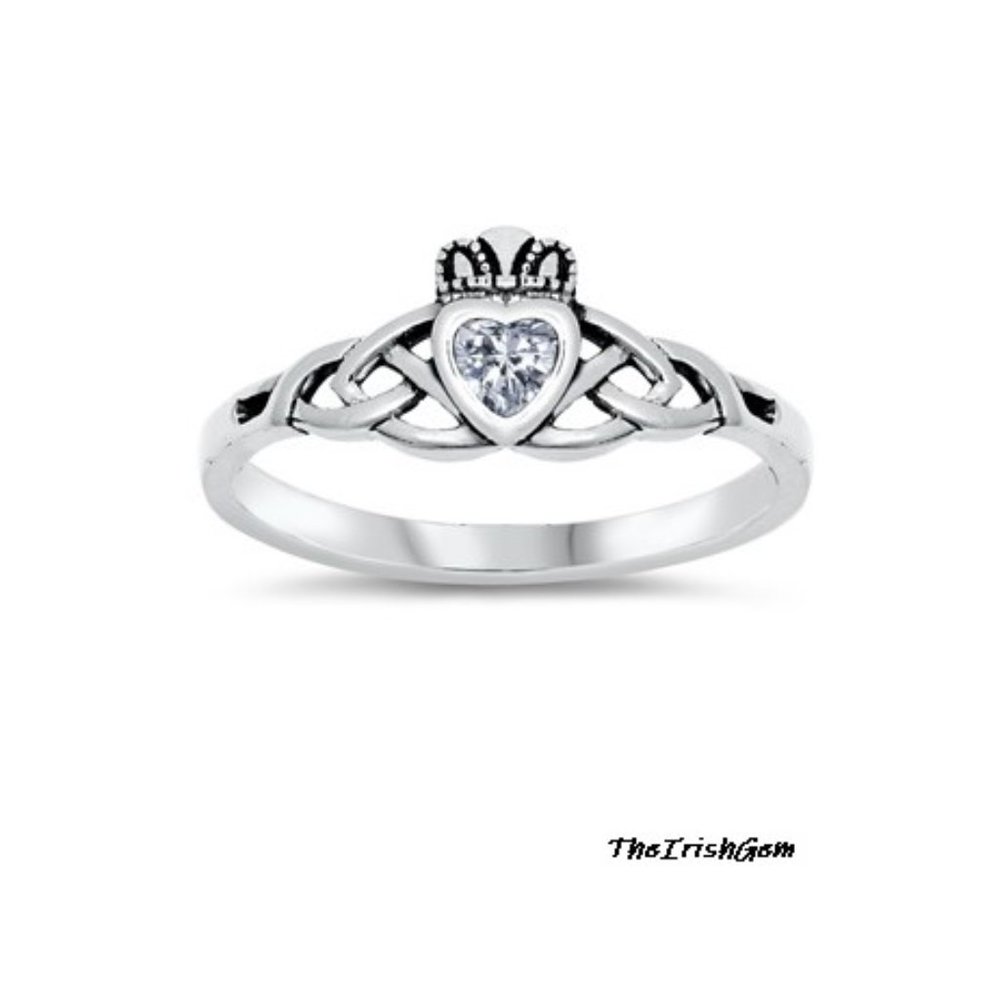Irish Weave Claddagh Ring 925 Silver